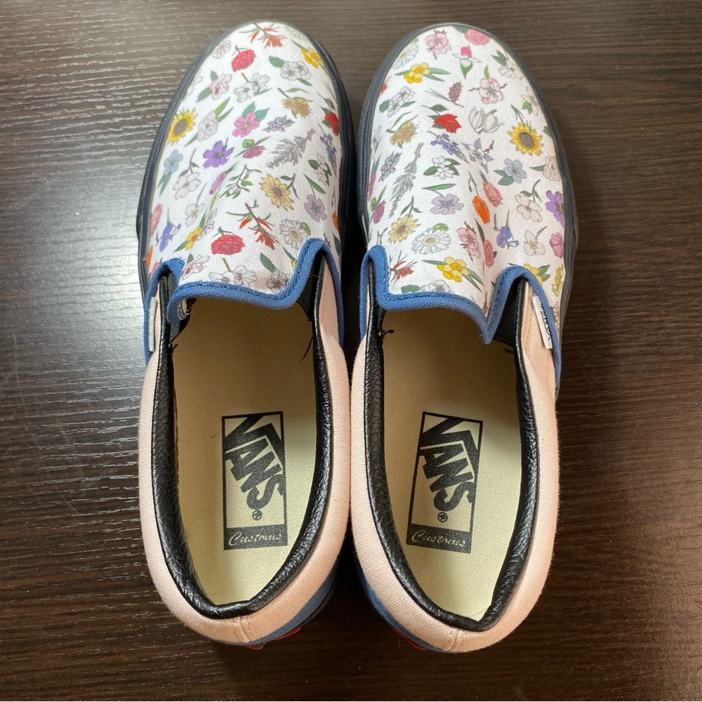 Vans Custom platform Slip-On Women’s 8.5 State Flowers Pattern Print NWOT - Picture 5 of 10
